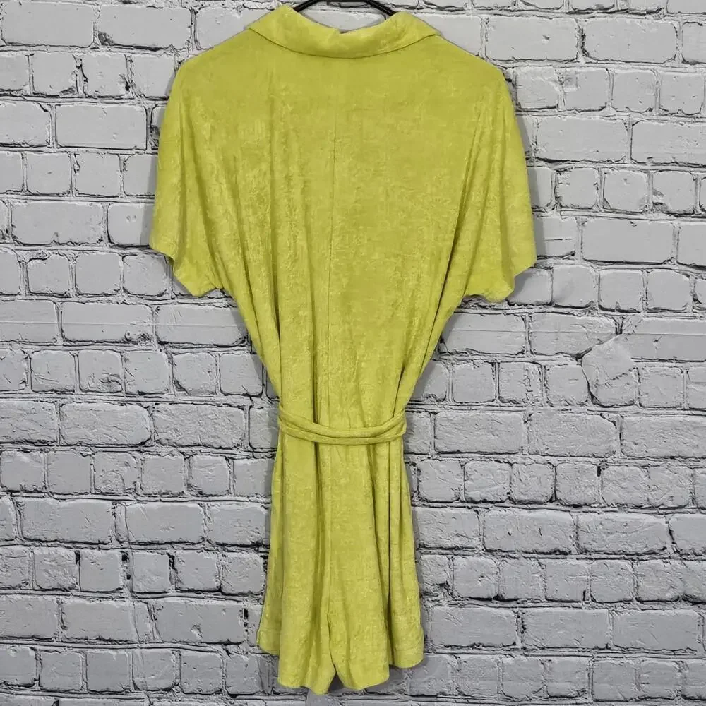 2/$30 Andie Swim Button-Up Palma Terry Romper Honeysuckle Size M
